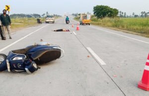 లారీ ఢీ కొట్టడంతో యువకుడు మృతి